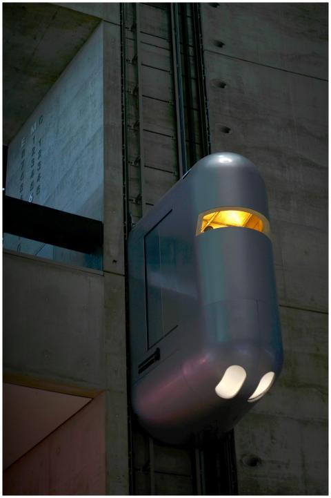Modern elevator design at museum in Stuttgart, Ger