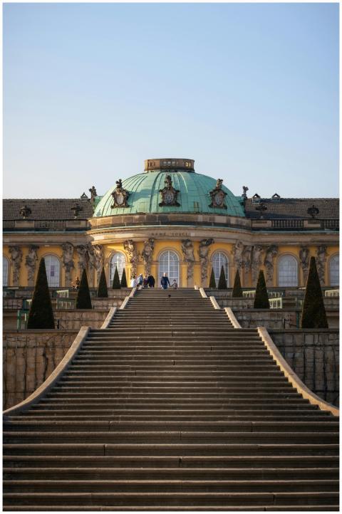 Elegant facade of Sanssouci Palace captured under