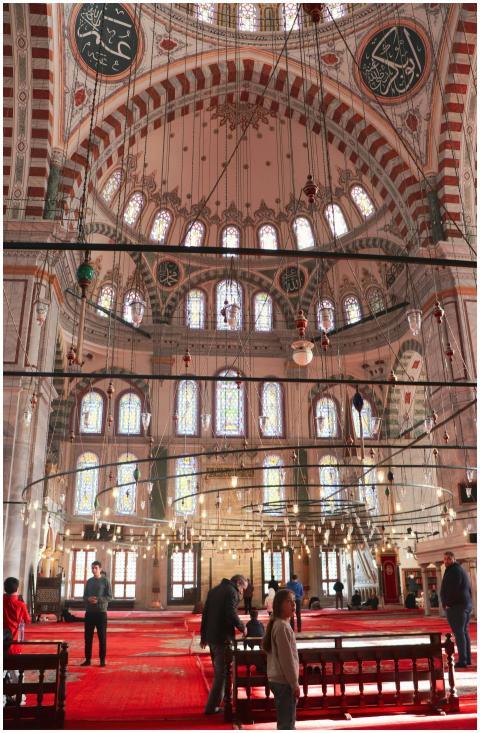 A beautiful view of a historic mosque's interior,