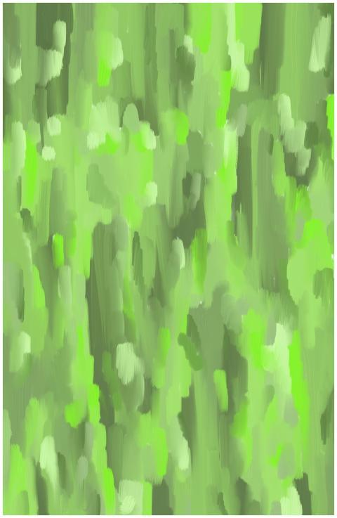 A dynamic pattern of green brushstrokes creating a