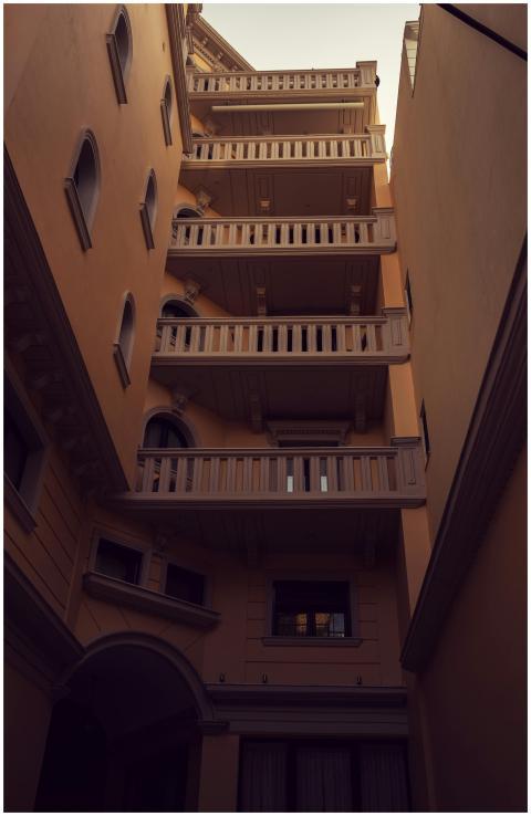 Elegant multi-story building facade in an urban co