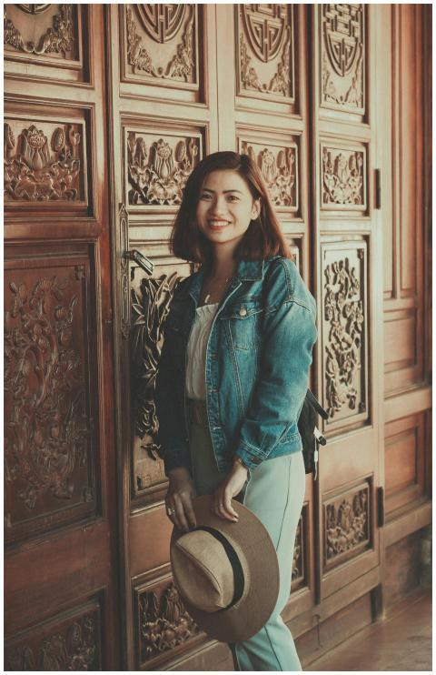 Smiling Woman Denim Jacket