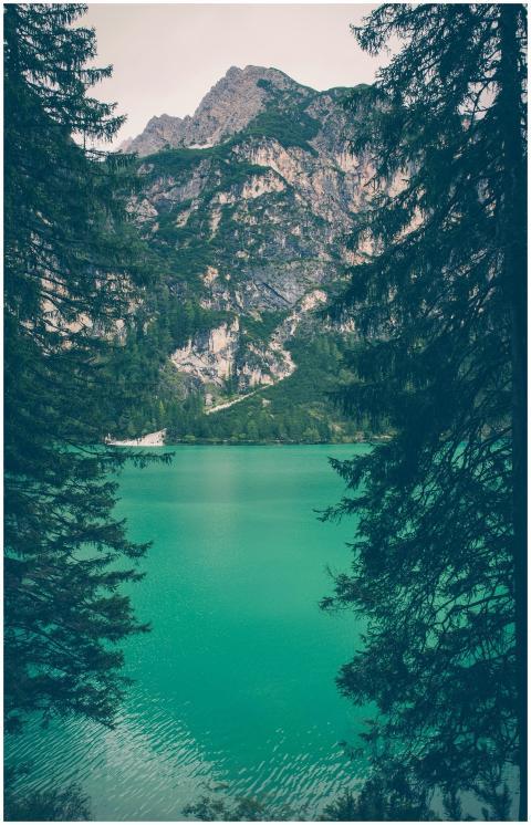 Idyllic view of Lake Braies with turquoise waters