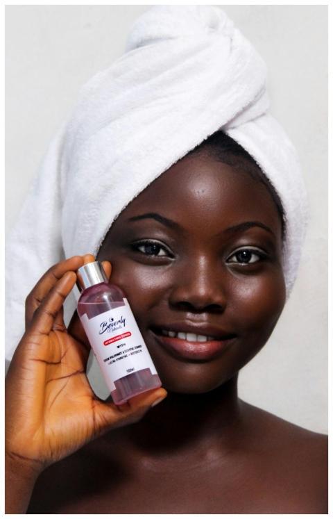 Smiling Woman Skincare Product