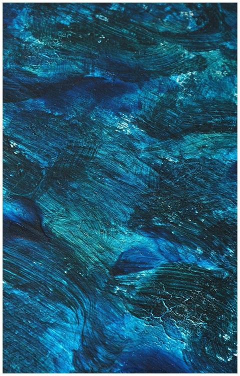 A dynamic abstract painting with rich blue tones a