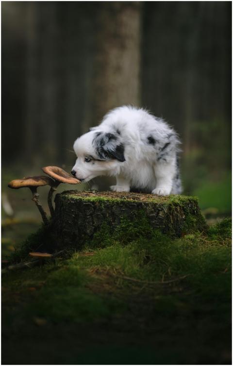 Adorable Puppy Exploring Forest