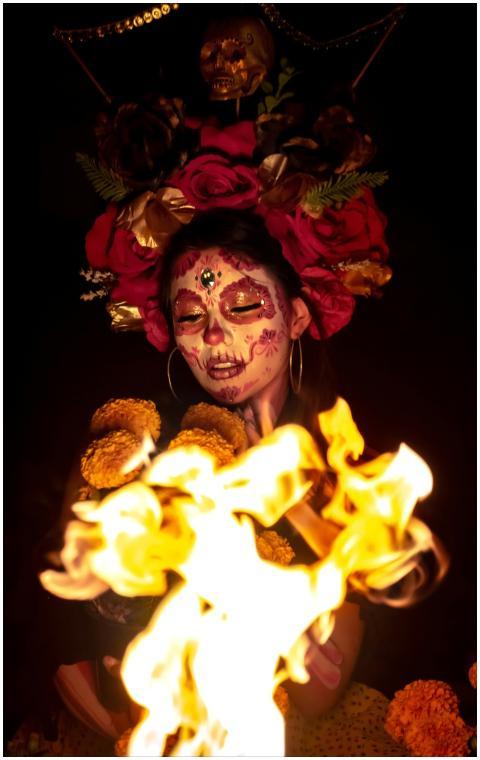 A striking portrait of a woman in traditional Day