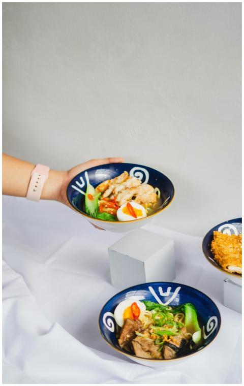 Artistic presentation of gourmet Asian noodle bowl