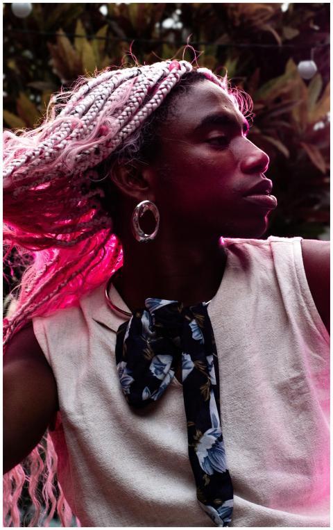 Vibrant outdoor portrait showcasing unique fashion