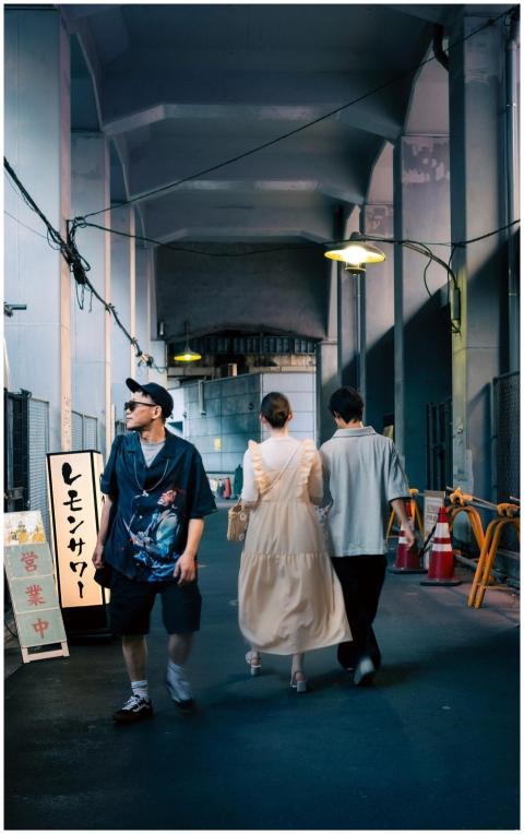 A vibrant night street scene in Ueno, Tokyo with p