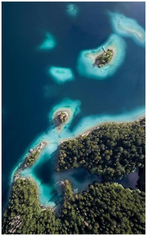 Stunning aerial view of turquoise waters and lush