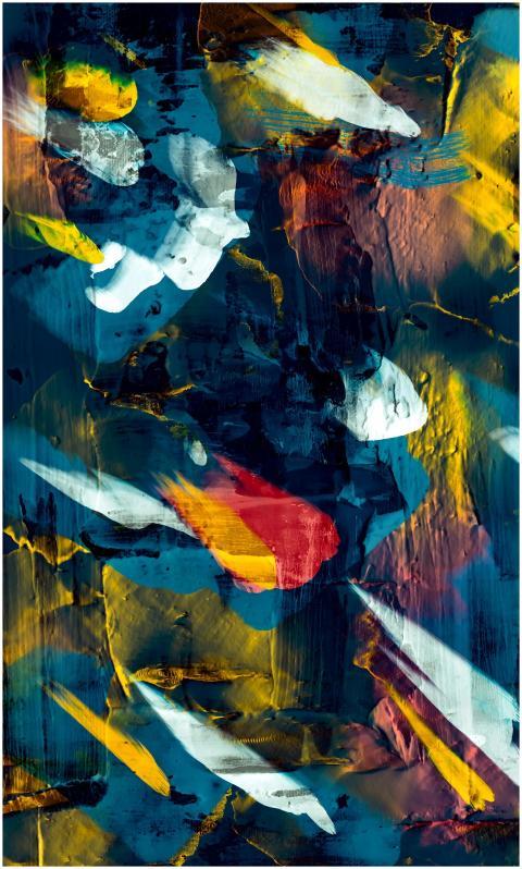 Vivid abstract expressionist painting with bold br
