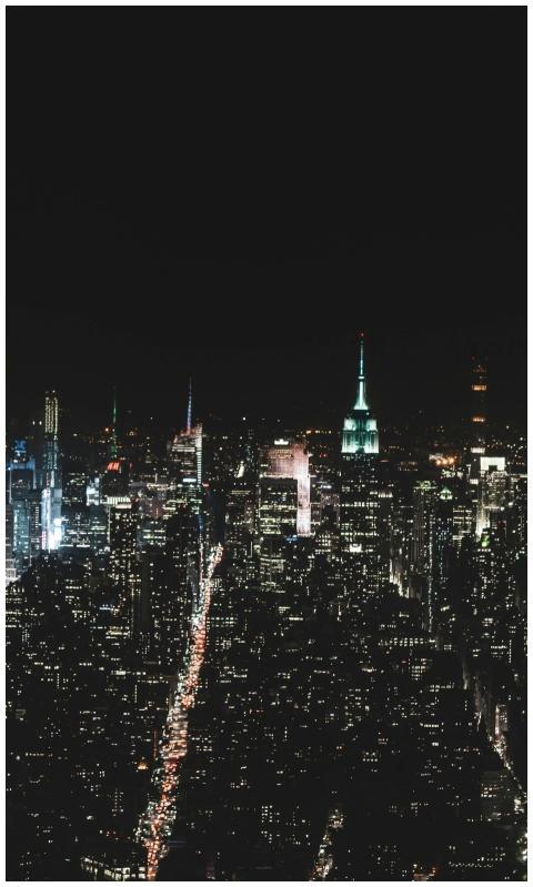 Stunning night view of New York City skyline with