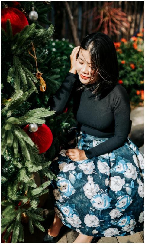 Woman Enjoys Festive Moment