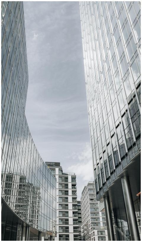 Vertical view of modern skyscrapers in Warsaw with