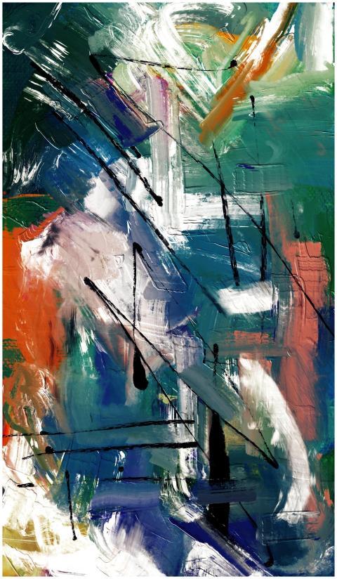 Vivid abstract expressionism artwork in bold color