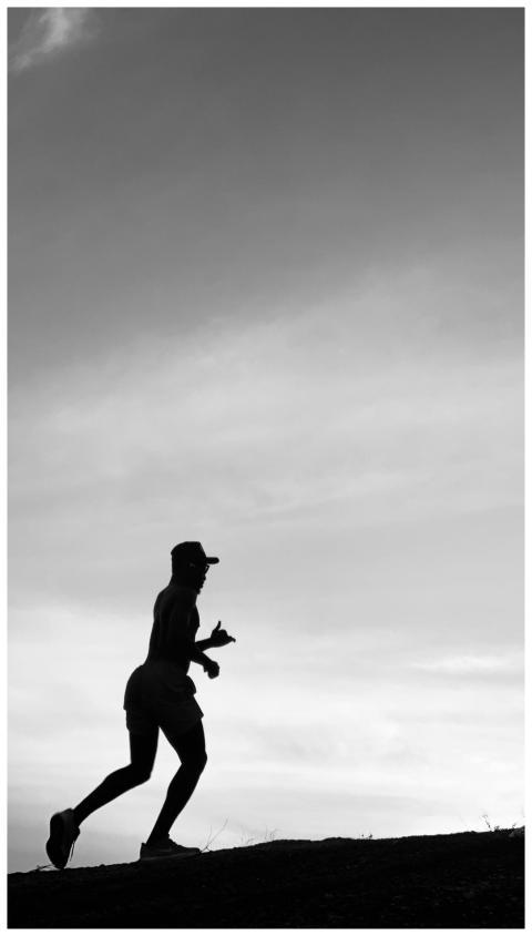 Silhouette Man Running Dusk