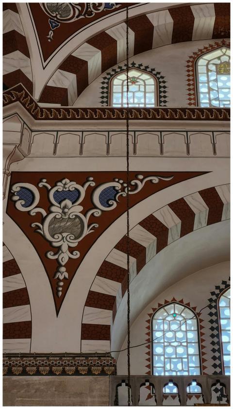 Detailed view of the ornate interior design of an