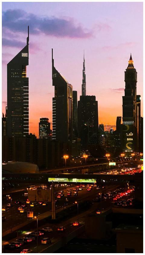 A captivating view of Dubai's skyline with skyscra