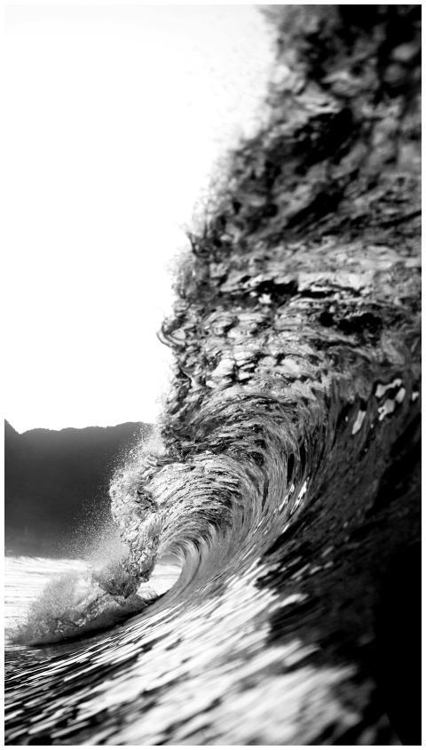 Dramatic black and white image of a powerful ocean