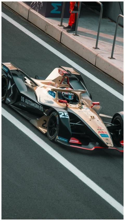 Close-up of a Formula E car on the track in Mexico