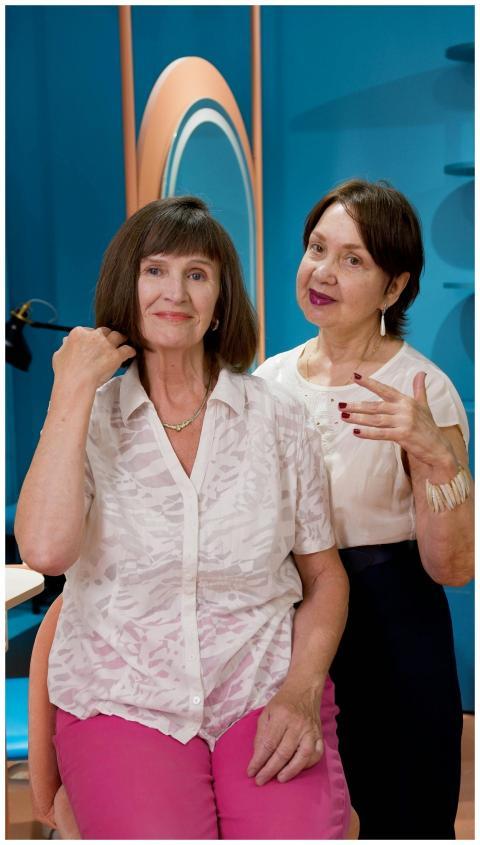 Elderly women enjoying a happy time in a beauty sa