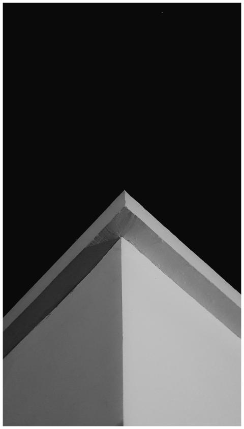 Geometric building corner in black and white showc