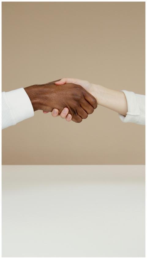 Close-up of a diverse handshake symbolizing unity