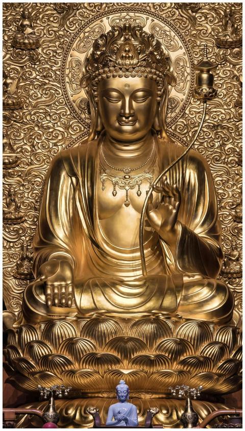 Stunning gold Buddha statue with intricate details