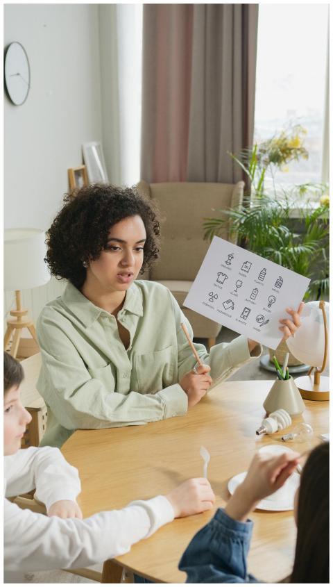 A group of children engaged in a home schooling se