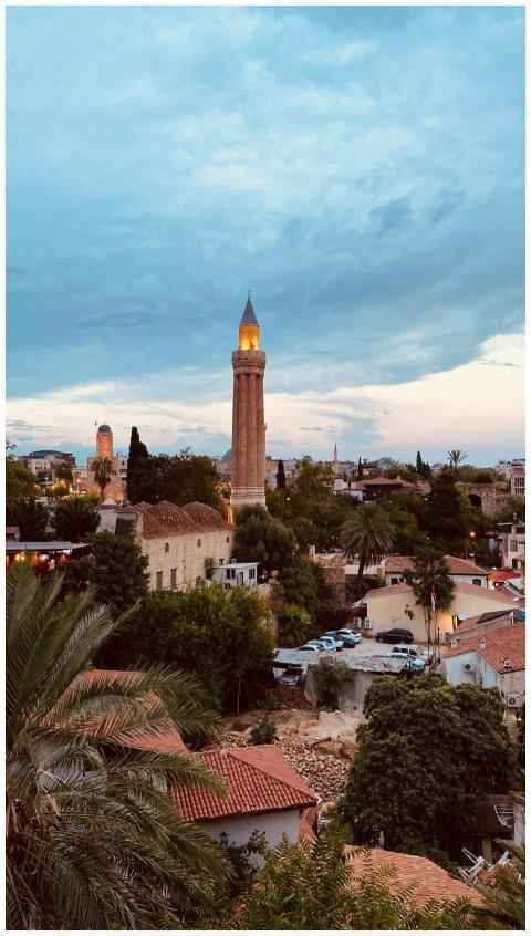 Majestic Yivli Minare Mosque in Antalya surrounded