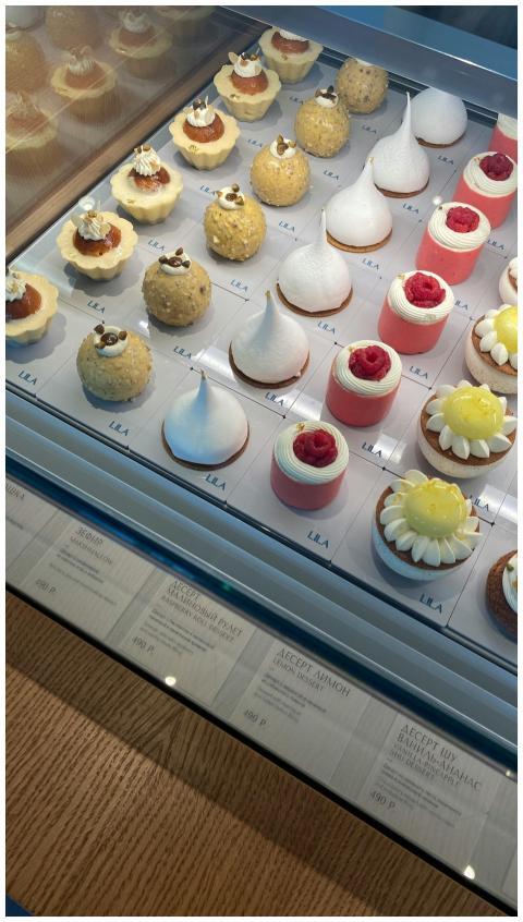 A vibrant selection of gourmet pastries in a Mosco
