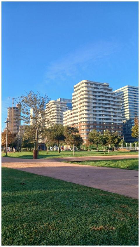 Skyline view of modern high-rise buildings surroun
