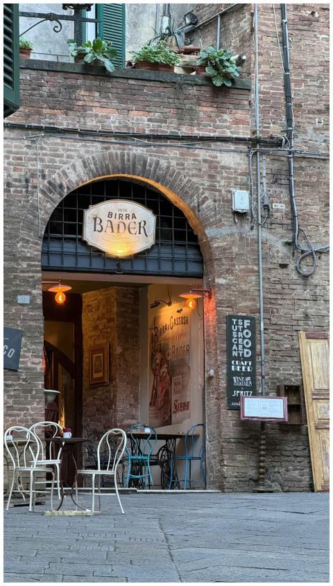 Picturesque view of an Italian café entrance on a