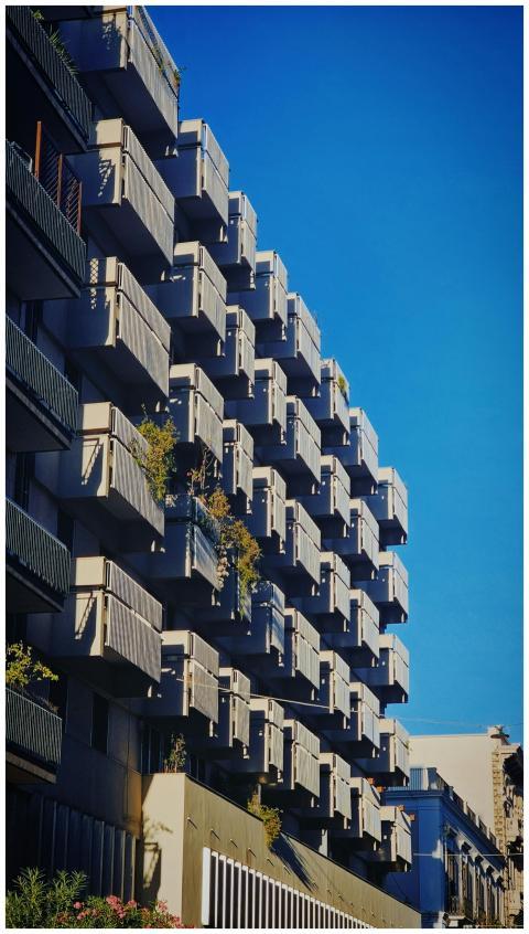 Contemporary building with balconies in Bari, Apul