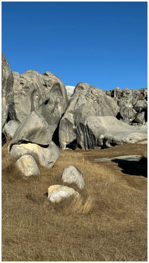 Scenic view of large granite boulders in a natural