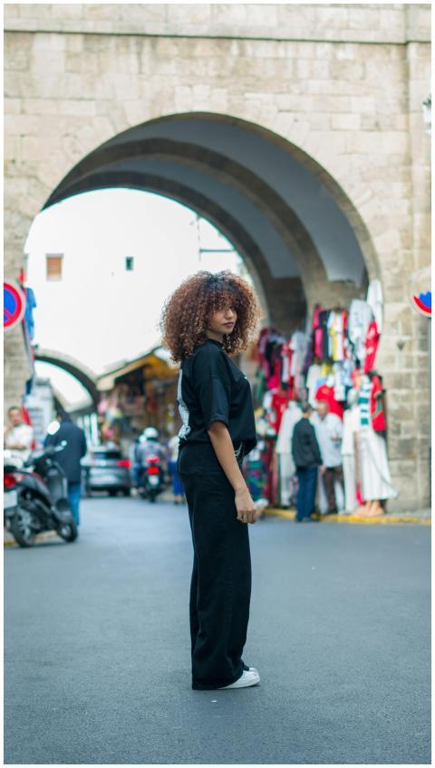 Woman Standing Moroccan Marketplace