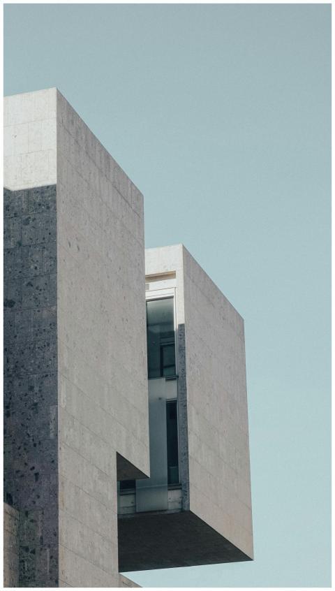 Abstract view of a modern concrete building showca
