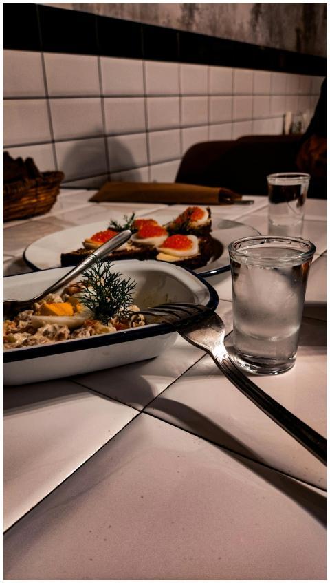 Charming presentation of Russian cuisine on a rest