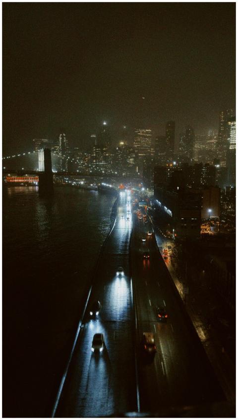 Stunning nighttime cityscape of Manhattan skyline