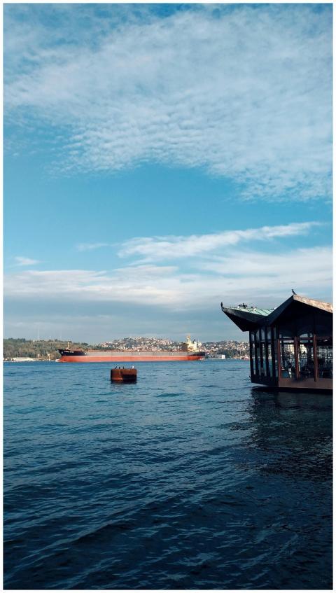 Beautiful view of the Bosphorus in Istanbul, featu