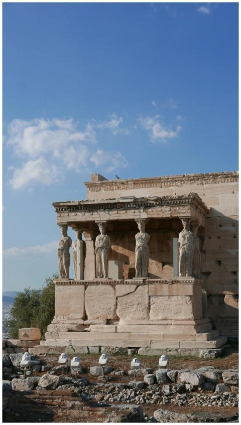 A stunning view of the Porch of the Maidens at the