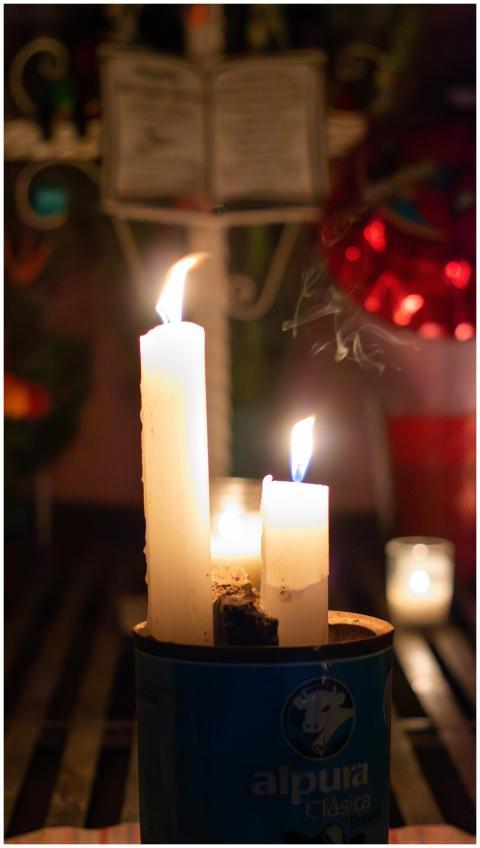 Cozy candle arrangement in a rustic setting, creat