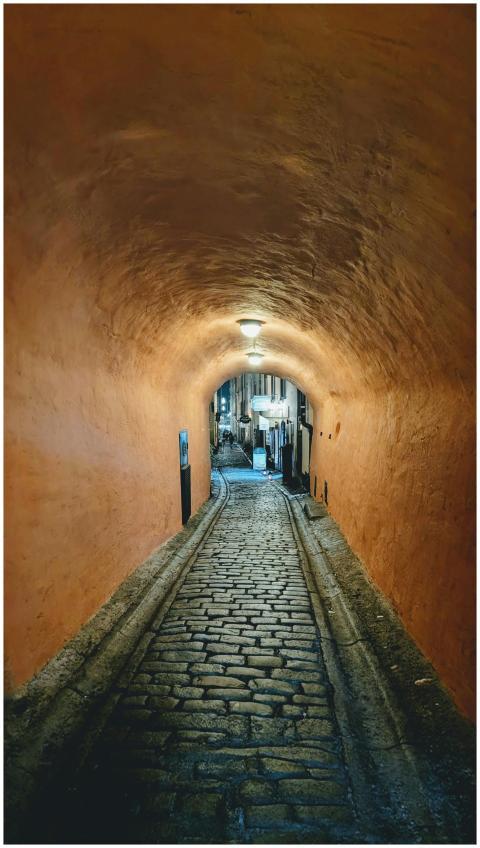 Historic Cobblestone Alley Stockholm
