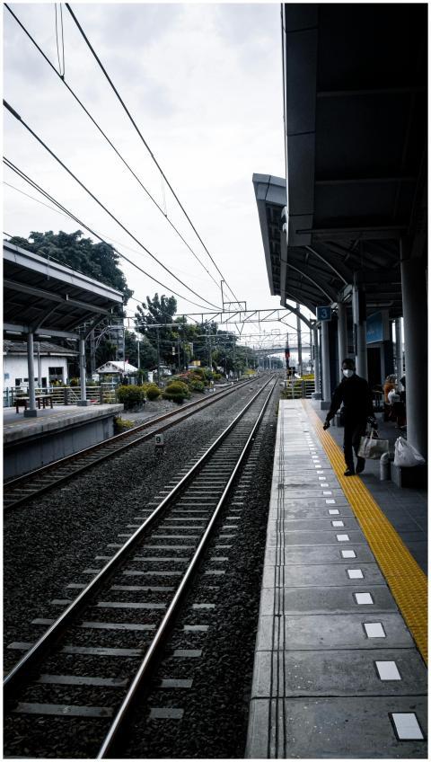 View of a railway platform at a modern train stati