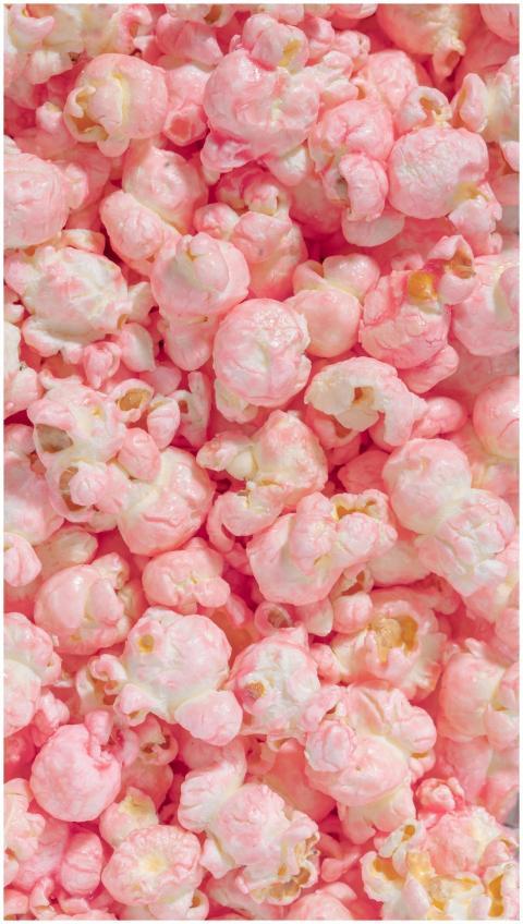 Bright and colorful close-up of pink popcorn, show