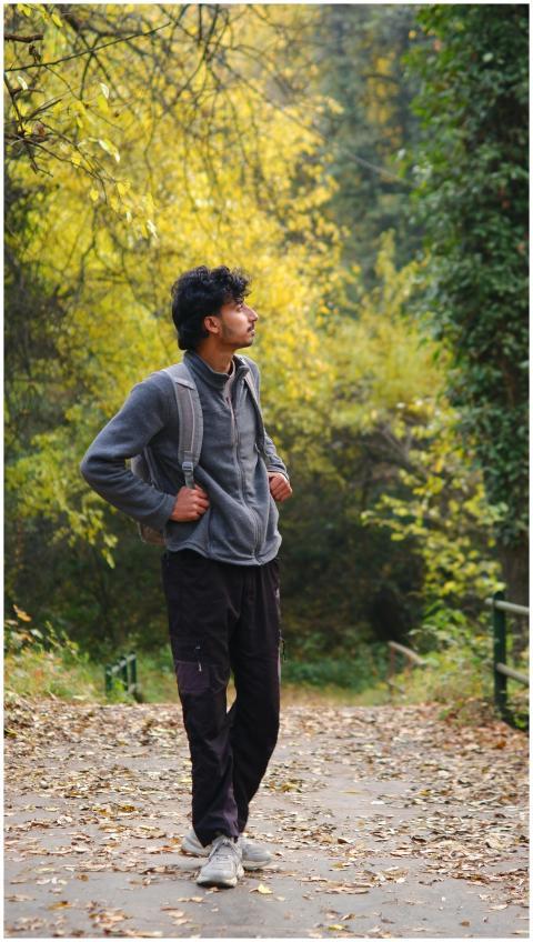 Young Man Hiking Autumn