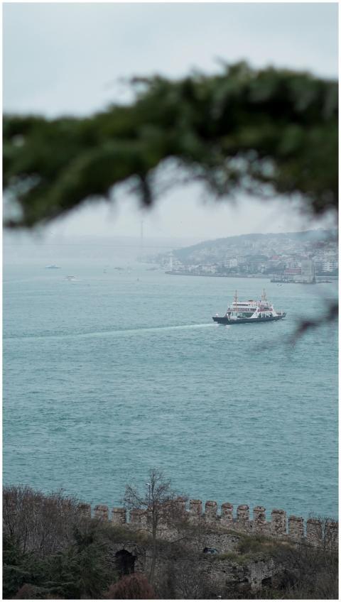 Serene view of a ship sailing through the Bosporus