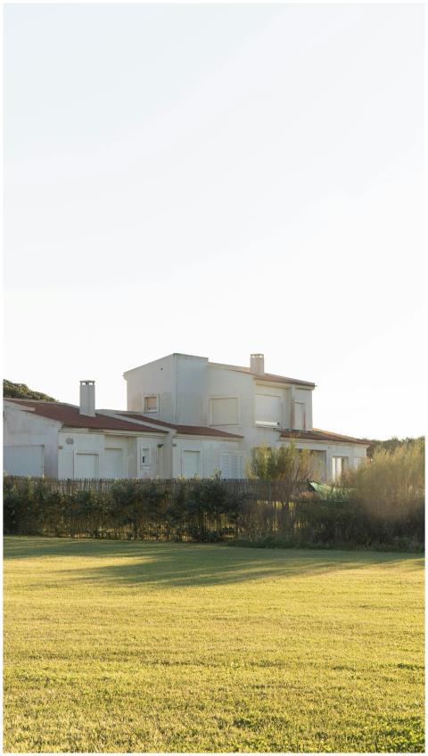 Charming white houses in Nazaré, Portugal, under c