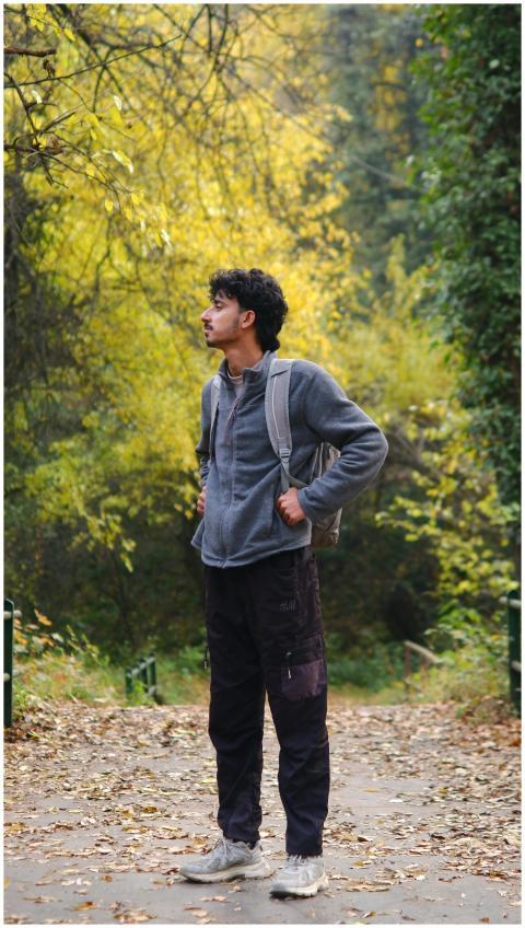 Young Man Hiking Autumn